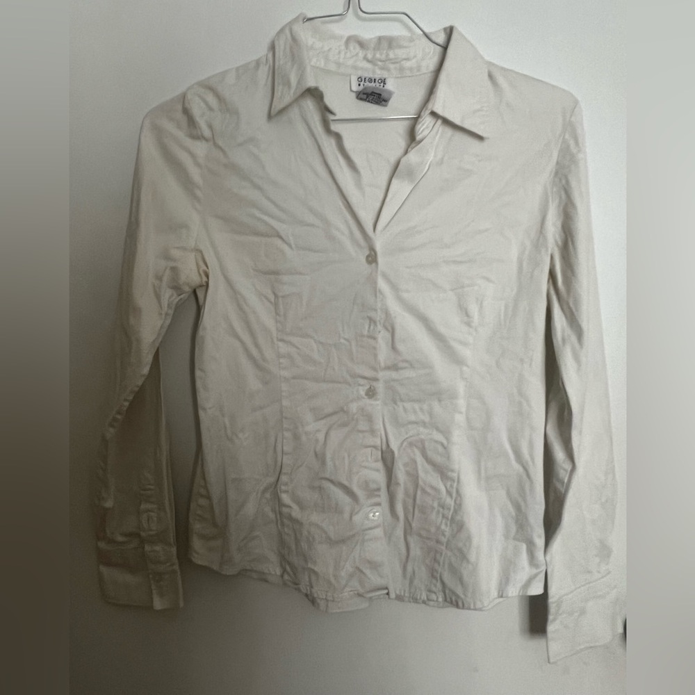 White small long sleeve button down shirt